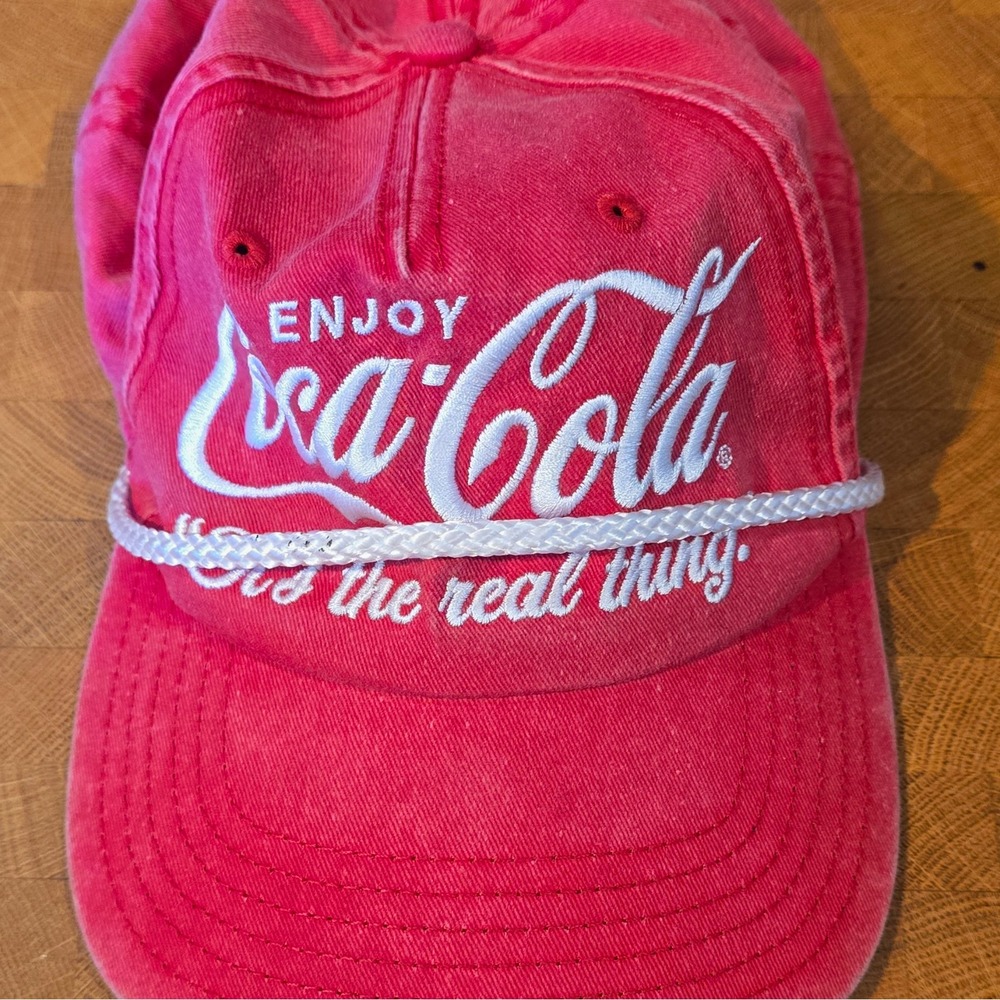 Coca-Cola Red & White Adjustable Snapback Hat Cap Embroidered Enjoy Coca-Cola